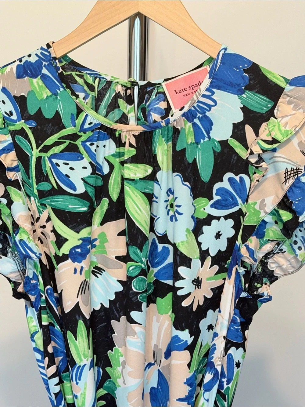 Kate Spade Full Bloom Vibrant Floral Flutter Sleeve Mini Dress Women’s Size 10